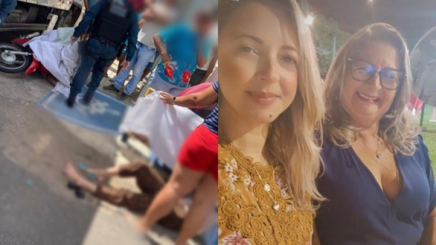 Mãe e filha são atropeladas por caminhão no centro de Campo Maior; a mãe morreu no local 